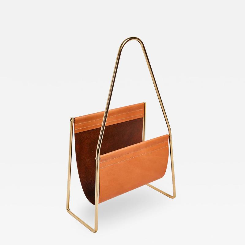  Werkst tte Carl Aub ck Carl Aubo ck Model 3808 Black Leather and Brass Magazine Rack