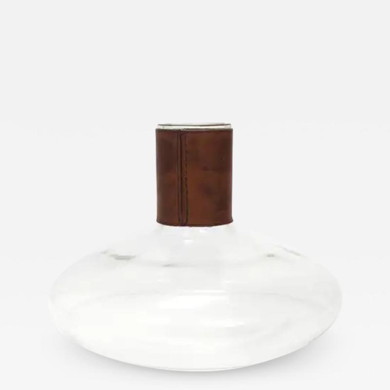 Werkst tte Carl Aub ck Carl Aubock II Vase Decanter with Brown Leather Top Midcentury Austria 1950s