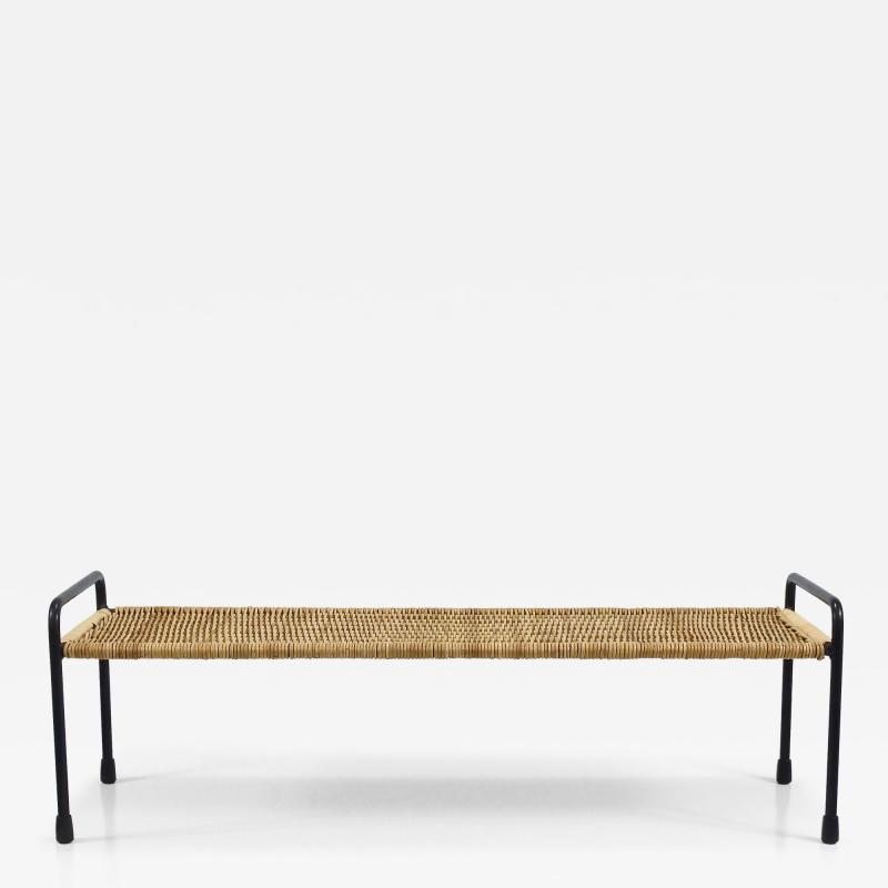  Werkst tte Carl Aub ck Carl Aubock Side Table Flower Plant Bench Iron Rattan Wicker Austria 1950s