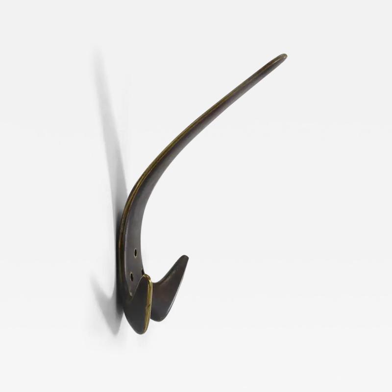  Werkst tte Carl Aub ck Carl Aubock Two Large Brass Double Wall Coat Hooks 4056 Austria 1950s