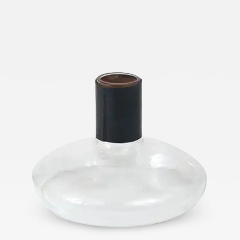  Werkst tte Carl Aub ck Carl Aubock Vase or Decanter with Black Leather Top Midcentury Austria 1950s