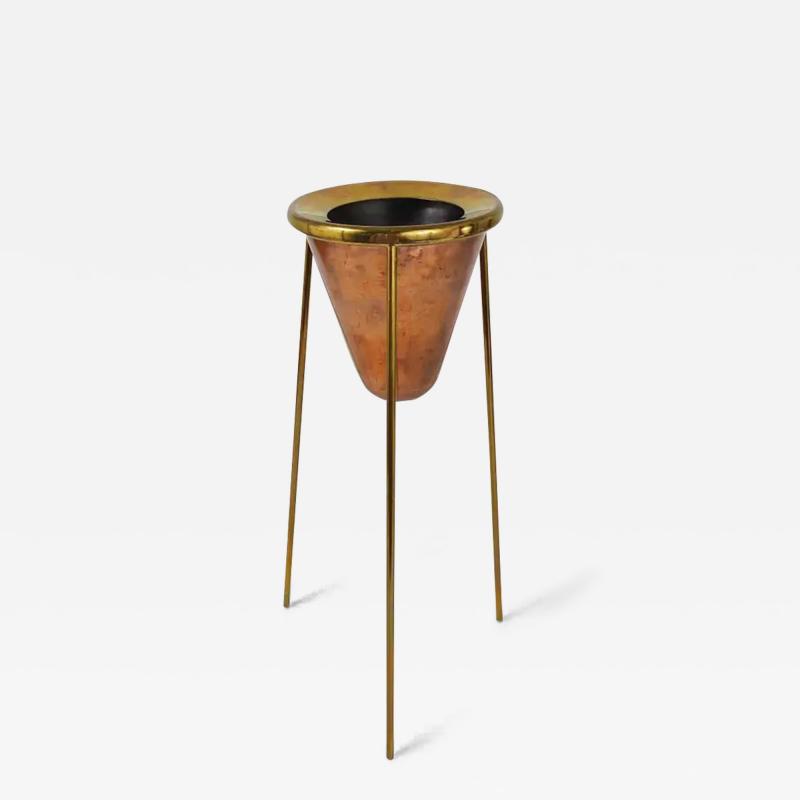  Werkst tte Carl Aub ck Rare Carl Aubock Copper Brass Tripod Floor Ashtray Austria 1950s
