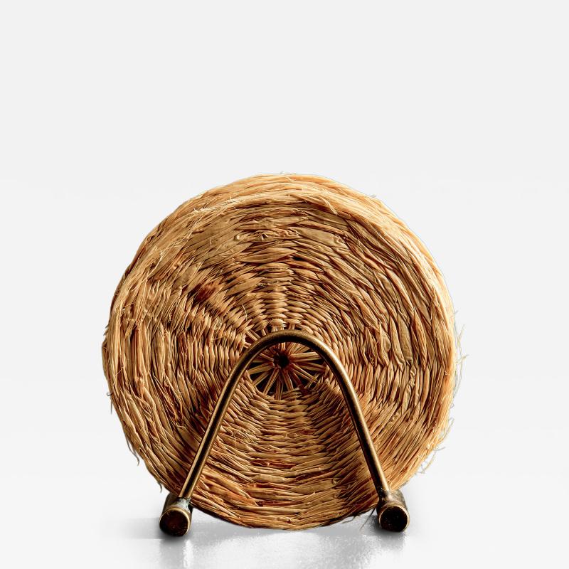  Werkst tte Carl Aub ck Set of Six Straw Coasters with Brass Holder by Werkst tte Carl Aub ck