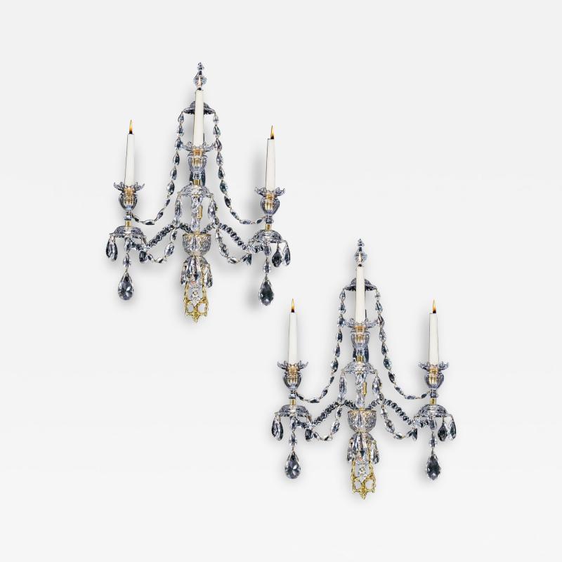  Werner Mieth A PAIR OF NEOCLASSICAL CUT GLASS WALL LIGHTS ATTRIBUTED TO WERNER MIETH