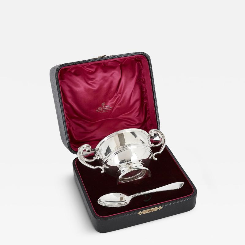  West Son Silver bowl and spoon in fitted case by Irish firm West Son