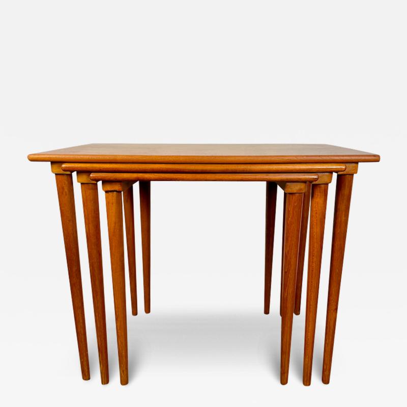  Westnofa of Norway Westnofa Teak Set of 3 Nesting Tables with Conical Legs