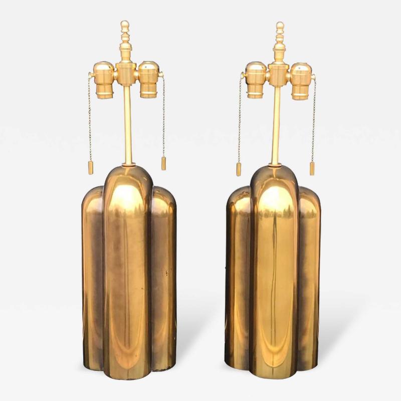  Westwood Industries Pair of Patinated Brass Art Deco Style Lamps by Westwood