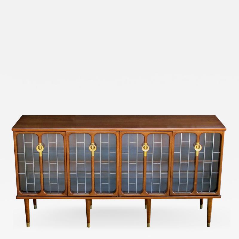  White Furniture Company A sophisticated American mid century modern walnut 4 door credenza