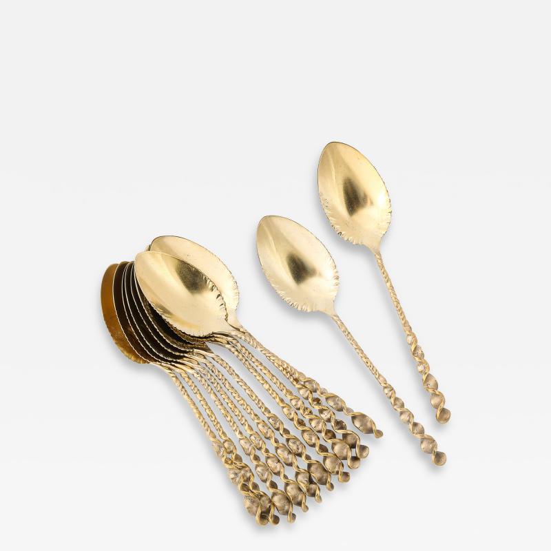  Whiting Manufacturing Company Whiting Mfg Co Set of 12 Arts Crafts Sterling Silver Desert Spoons by Whiting Manufacturing