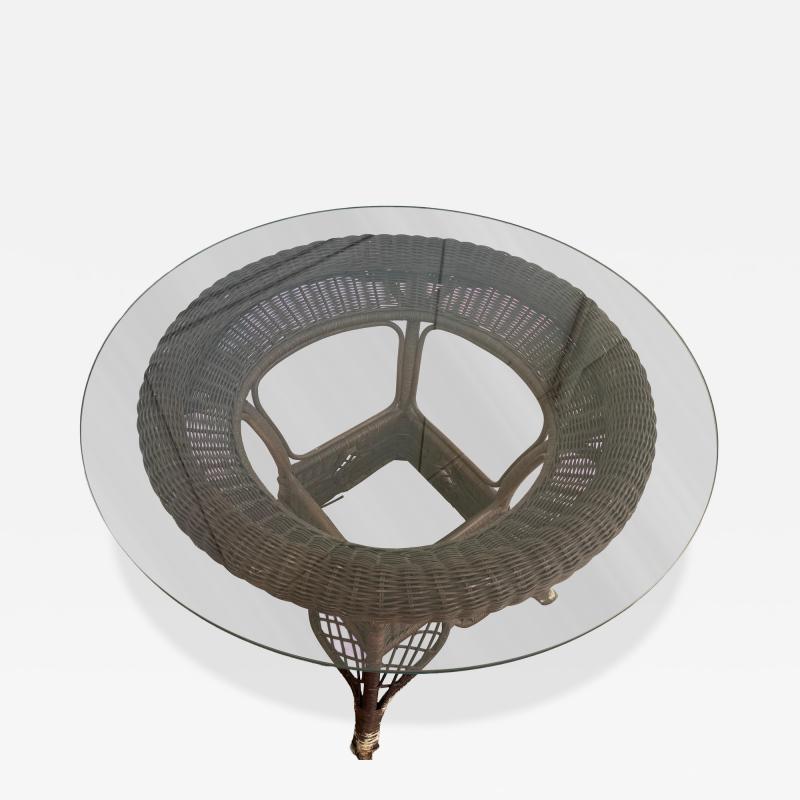  Wicker Works Wicker Table with Glass Top