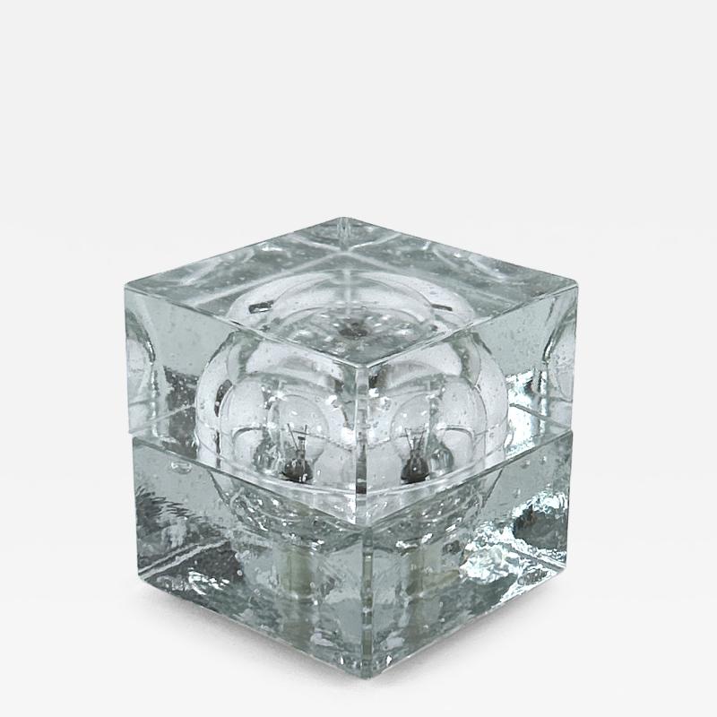  Wila Rare Mid Century Modern Hand Blown Ice Glass Cube Table Lamp by Wila Germany