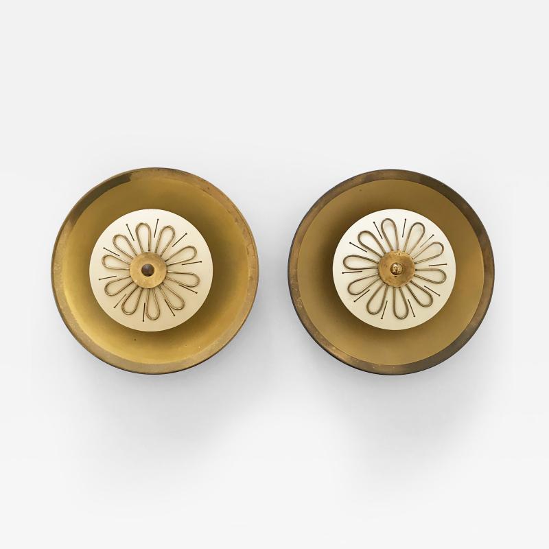  Wila Set of Two Mid Century Modern Wall Lamps or Flush Mounts by Wila 1950s Germany