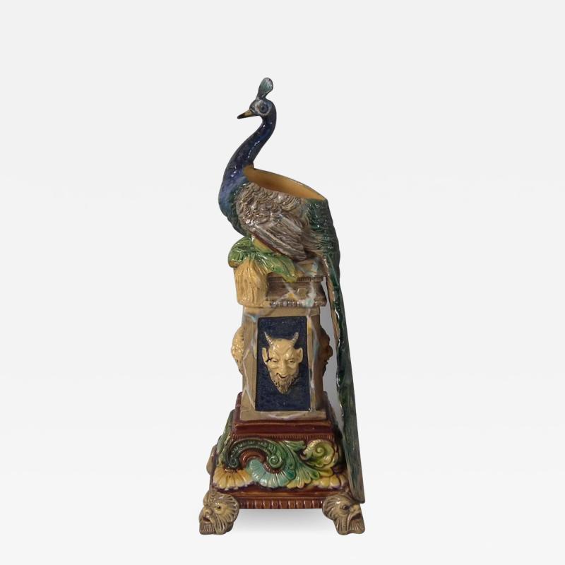  Wilhelm Schiller Son Wilhelm Schiller Sons Majolica Peacock Vase