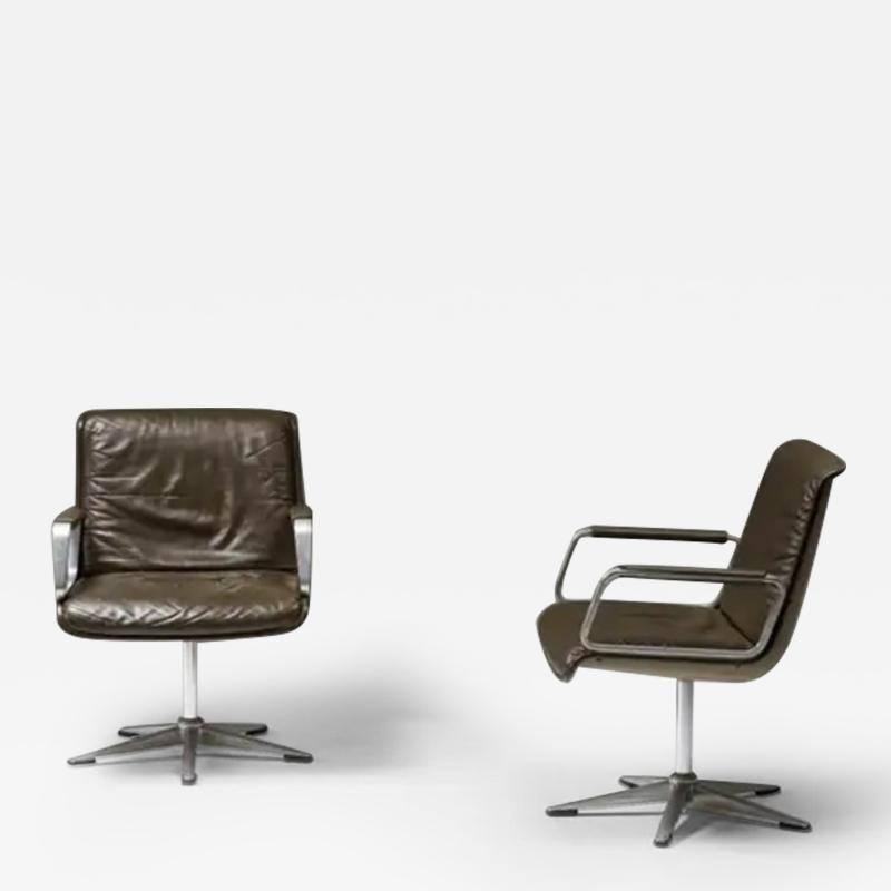  Wilkhahn Delta Design Program 2000 Office Armchairs in Padded Leather for Wilkhahn