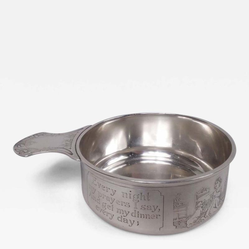  William B Kerr Co Kerr Edwardian Sterling Silver Porringer with Moral Message