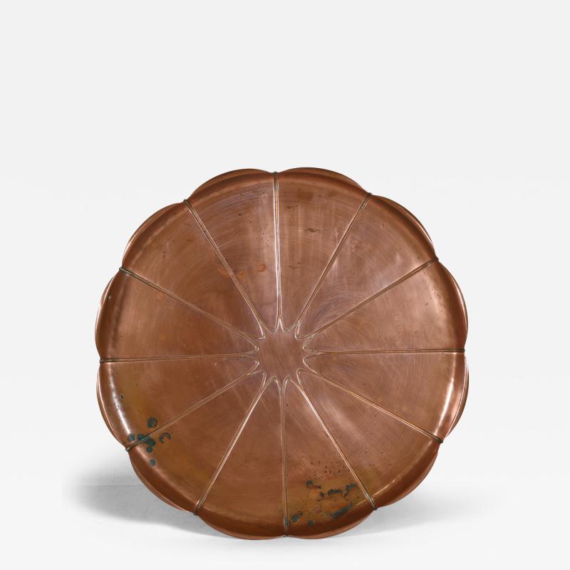  William Benson W A S Benson Co W A S Benson Stamped Mark A Very Large Arts Crafts Copper Lily Pad Tray