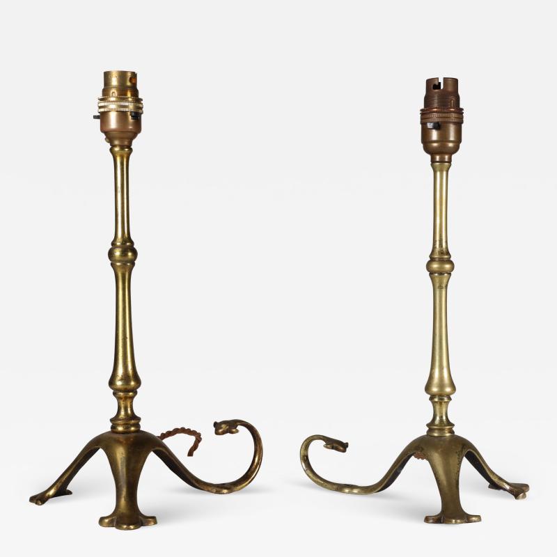  William Benson W A S Benson Co WAS Benson A pair of Arts Crafts brass table lamps with a serpent style tails