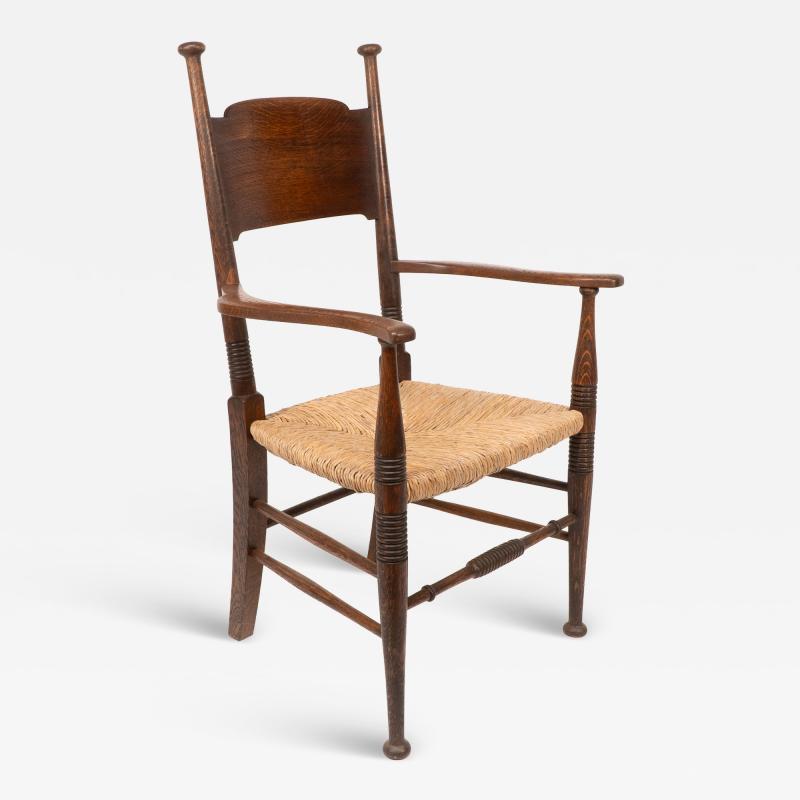  William Birch Ltd William Birch An Arts Crafts Oak Rush Seat Armchair Professionally Re rushed