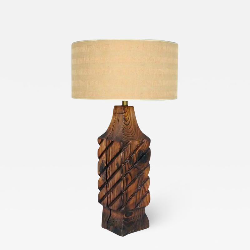  Witco Substantial William Westerhaver WITCO Carved Burned Cedar Column Table Lamp