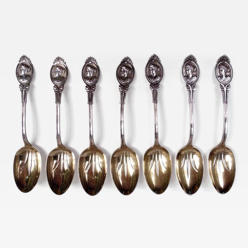  Wood Hughes Wood Hughes New York Medallion Diana Coin Silver Teaspoons