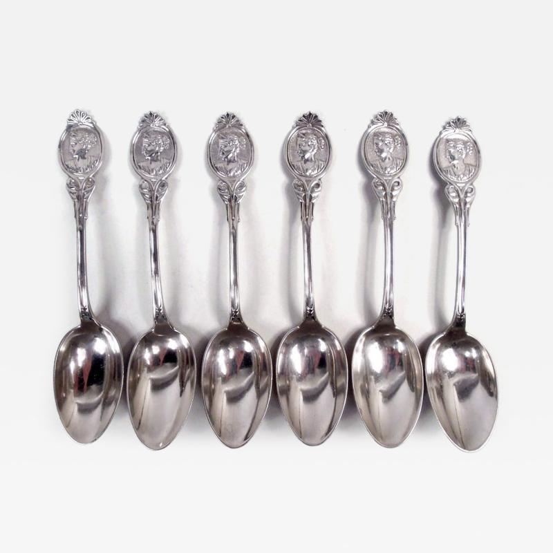  Wood Hughes Wood Hughes New York Medallion Diana Coin Silver Teaspoons