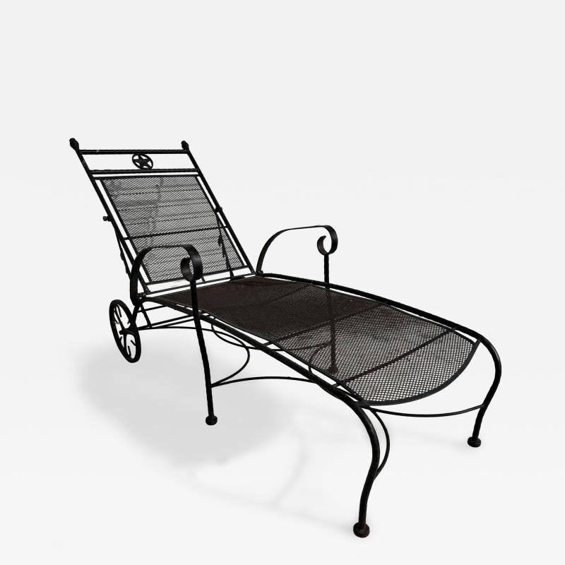  Woodard Furniture Co Woodard Style Wrought Iron Patio Chaise Lounge