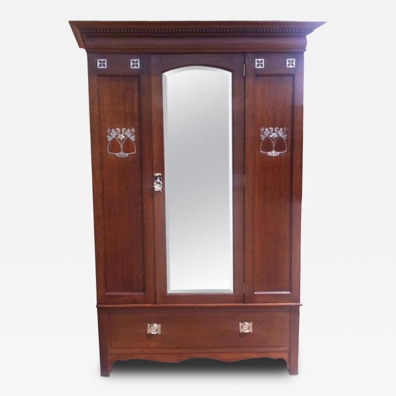  Wylie Lochhead Wylie Lochhead Arts Crafts Oak Three Piece Bedroom Suite with Pewter Inlays