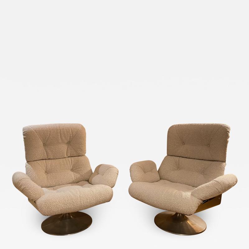  Xavier Feal Pair of High Slipper Chairs France 1970s