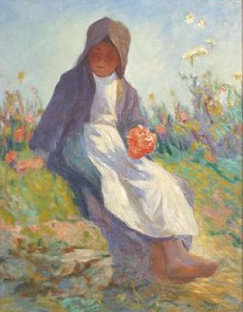  Young Girl Gathering Flowers