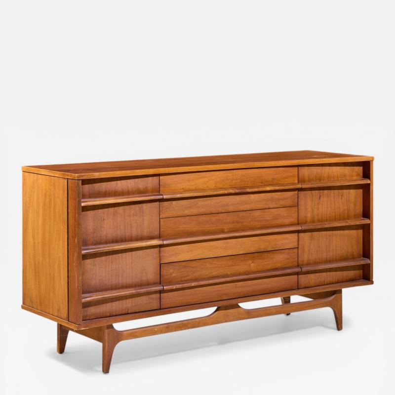  Young Manufacturing Company Young Manufacturing Mid Century Walnut Curved Front Credenza
