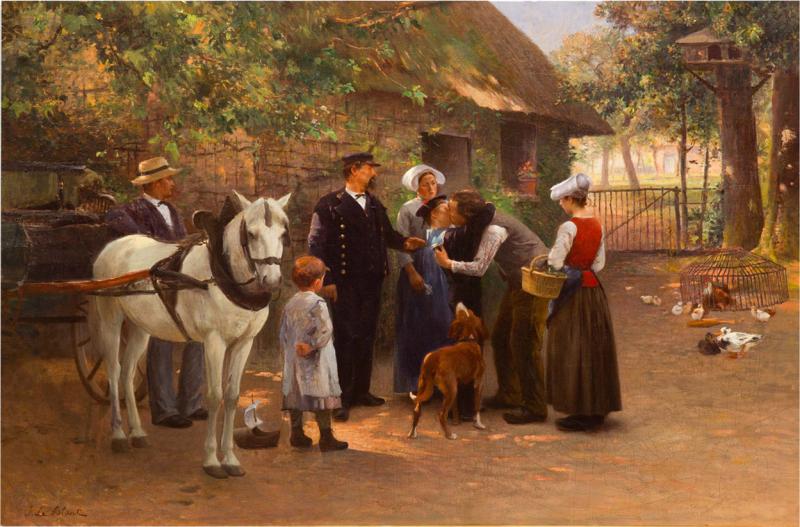  Young Naval Conscript Antique French Painting by Julien Le Blant