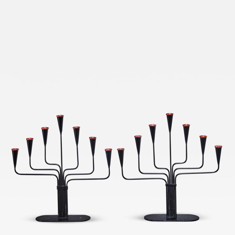  Ystad Metall Pair of Gunnar Ander candelabras for Ystad Sweden 1960s