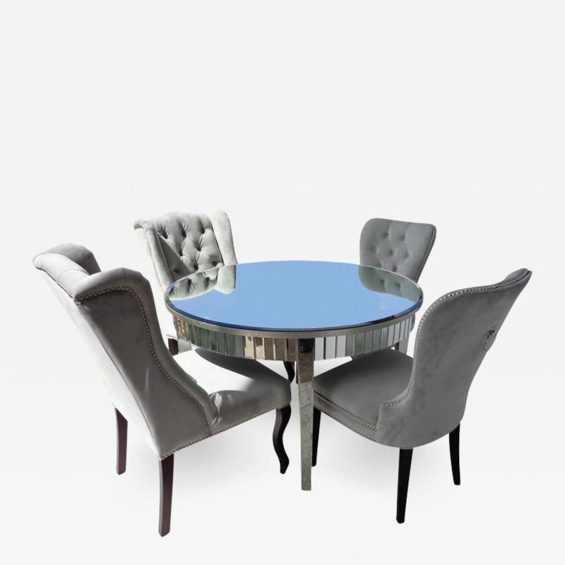  Z Gallerie Mirrored Table and Archer Dining Chairs by Z Gallerie