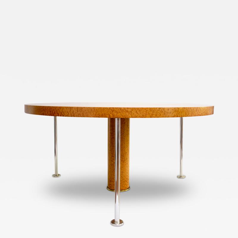  Zanotta ETTORE SOTTSASS OSPITE DINING TABLE BRIA WOOD VENEER 3 SILVER PLATED LEGS