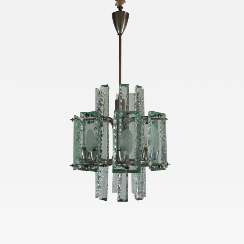  ZeroQuattro Italian Mid Century Crystal Chandelier Zero Quattro for Fontana Arte 1960s