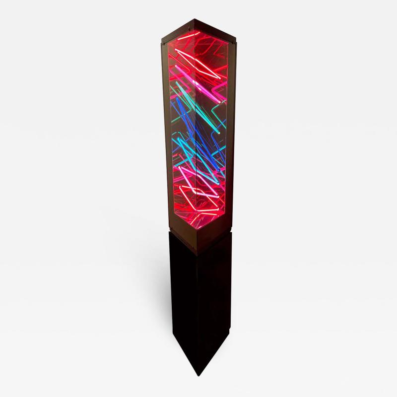  Zimmerman Studio Midcentury Postmodern Optical Neon Floor Lamp Sculpture after Rudi Stern