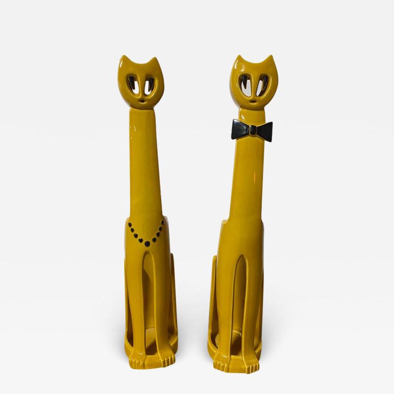  Zsolnay Mid Century Zsolnay Cat Candle Holders