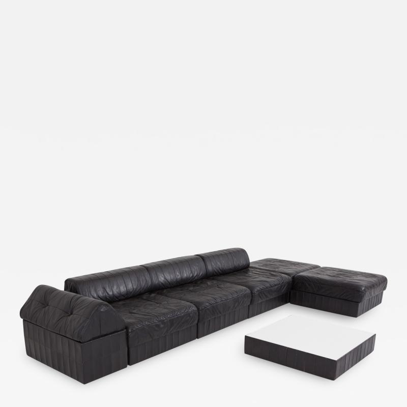  de Sede Black Leather Sectional Modular De Sede Switzerland Patchwork Sofa DS 88