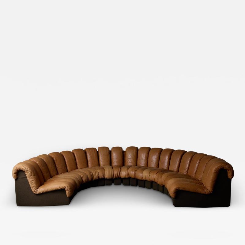  de Sede DS 600 Brown Leather Twenty Element Sofa by DeSede