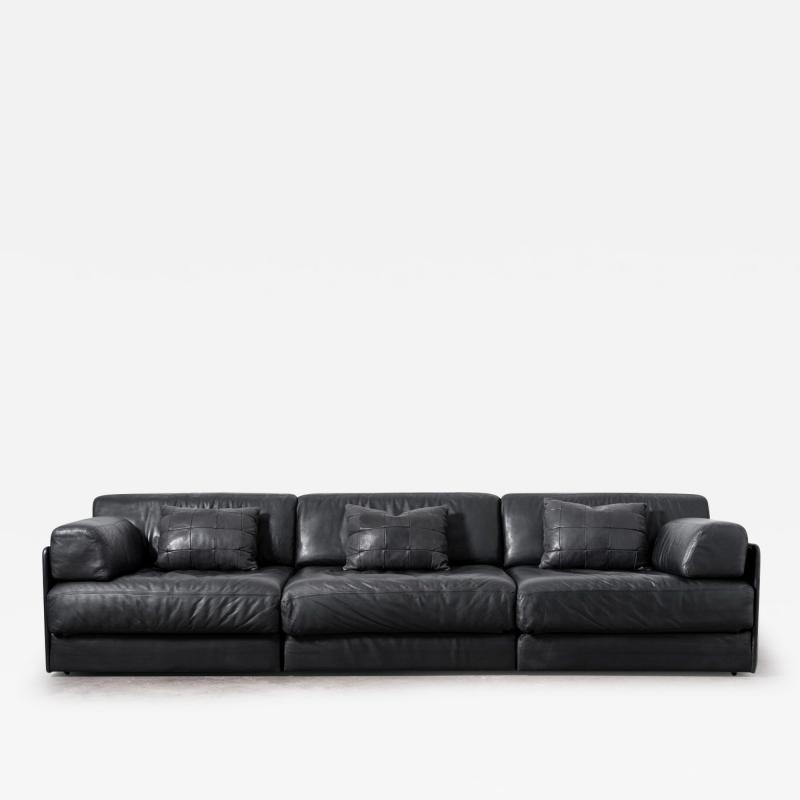  de Sede De Sede DS 76 Modular Sectional Sofa in Black Leather 1970s