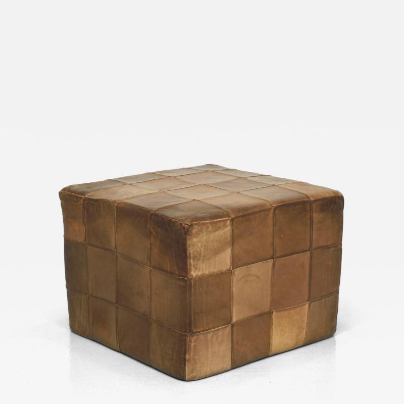  de Sede De Sede Patchwork Leather Cube Stool Pouf Ottoman Switzerland 1970s
