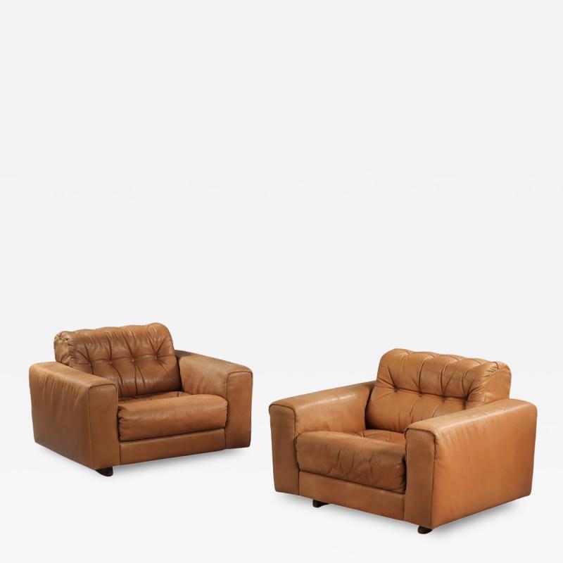  de Sede Pair 1970s de Sede Model 40 leather lounge chairs