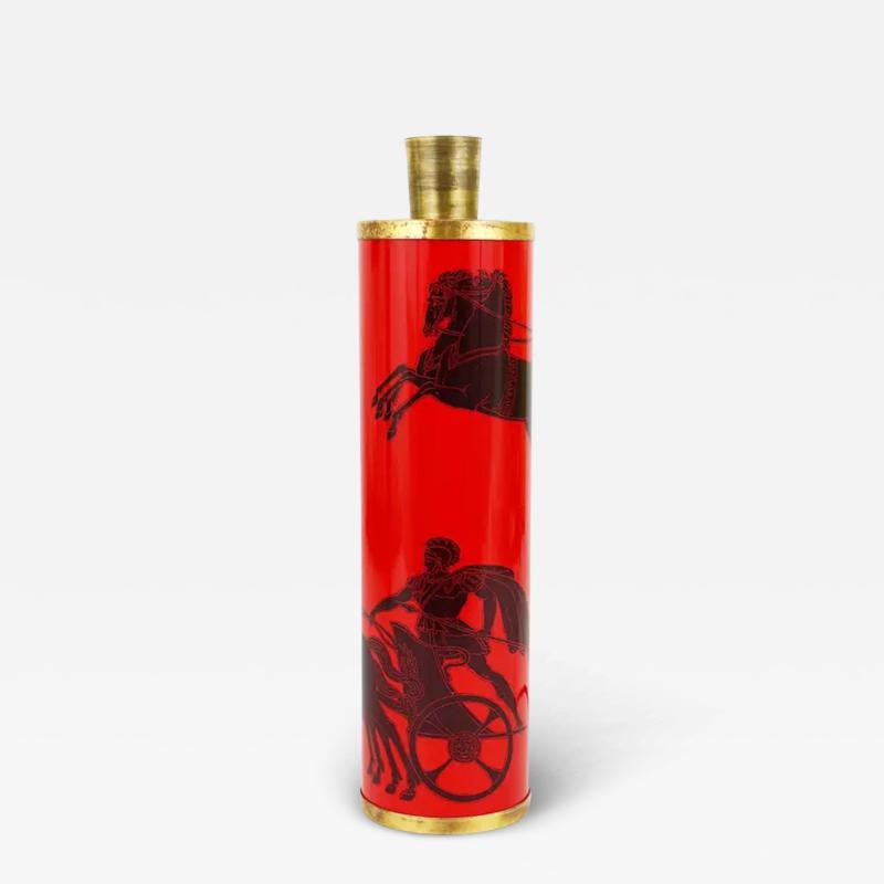  fornasetti Piero Fornasetti Greek Warrior Red and Black MidCentury Table Lamp Italy 1950s