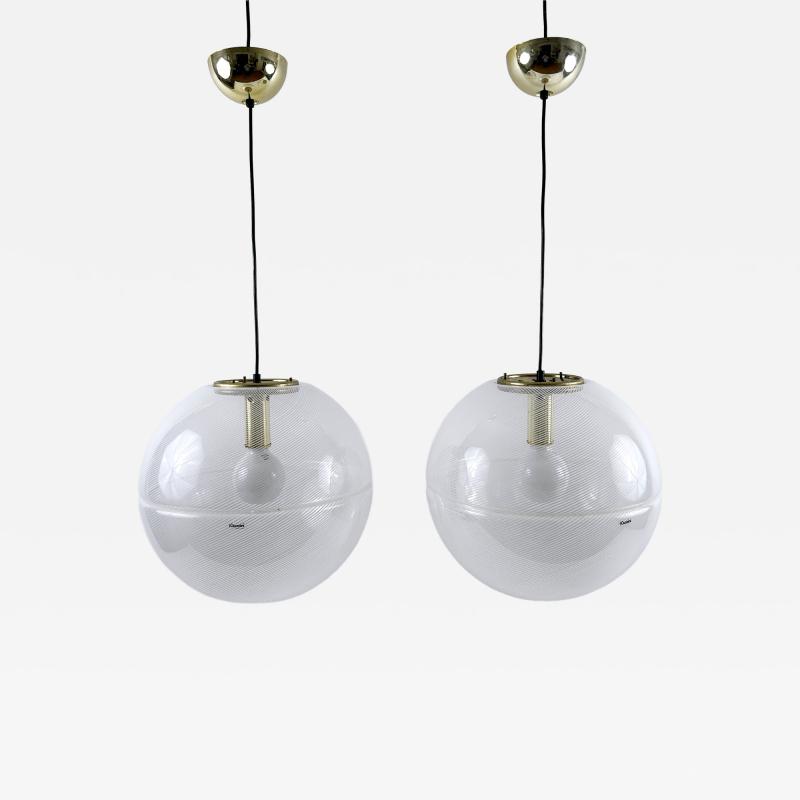  iGuzzini Harvey Guzzini Guzzini 1 of 2 Elegant Mid Century Modern Sfera Pendant Lamps by iGuzzini Italy 1970s