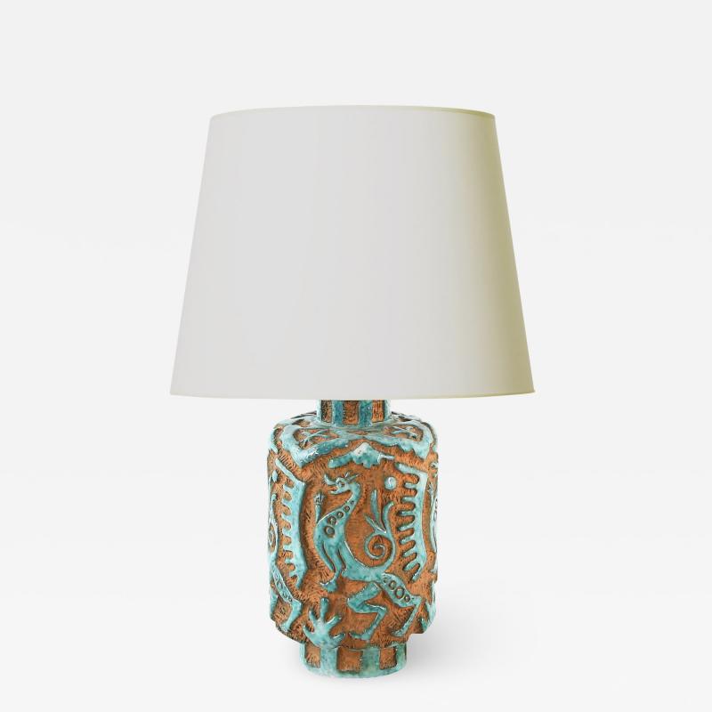  ke Holm Fantastical Lamp with Carved Designs by Ake Holm