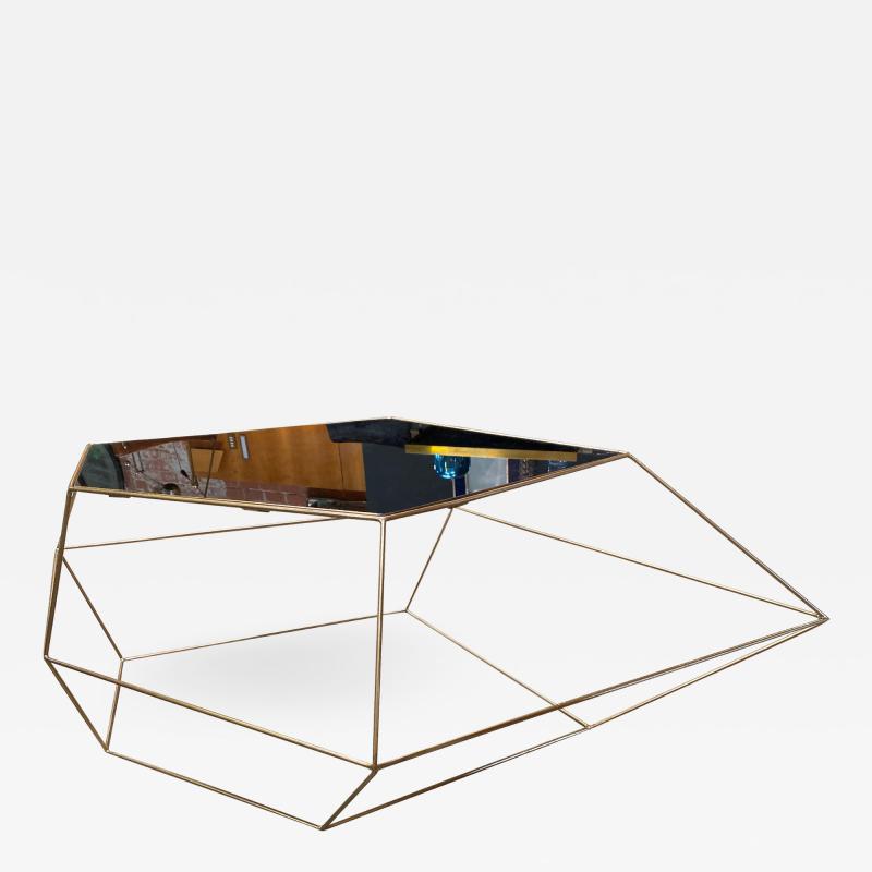  ma 39 Italian Rhomboidal sculptural brass and glass coffee table 