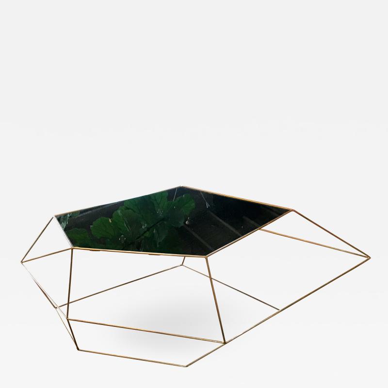  ma 39 Ma 39 Italian Rhomboidal Sculptural Brass and Glass Coffee Table