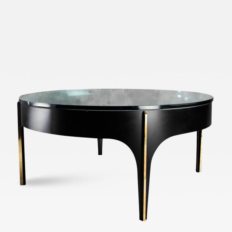  ma 39 Ma 39s Custom Black and Brass Magnifying Lens Coffee Table