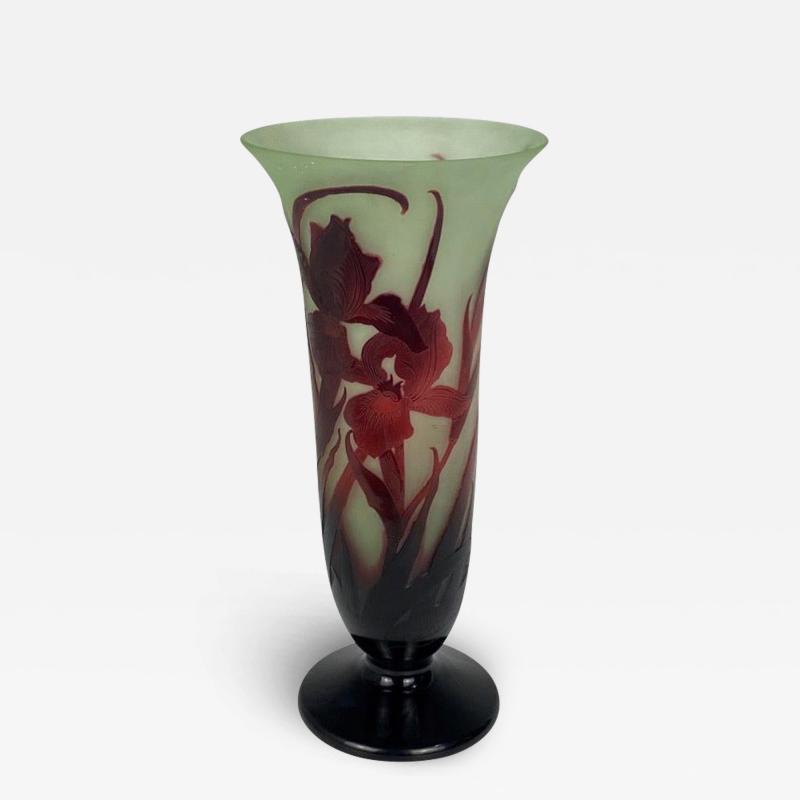  mile Gall Art Deco Orchid Glass Vase by E Gall 