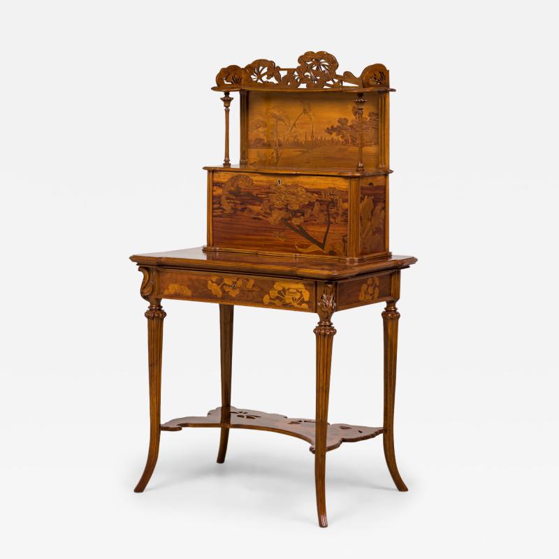  mile Gall Emile Galle French Ombelles Floral and Pastoral Marquetry Writing Desk